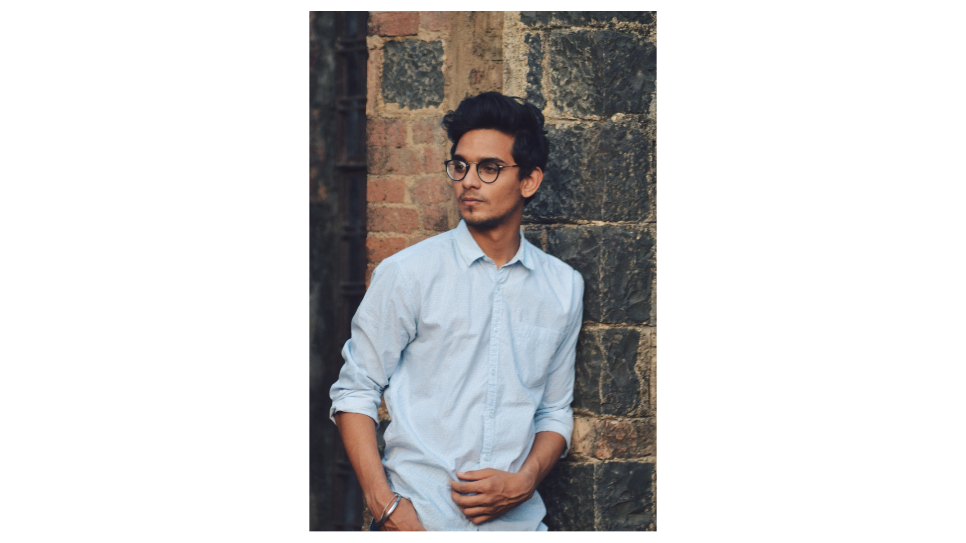 Man Minimal Blue Shirt
