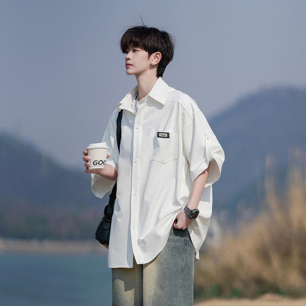 Mountain cleanfit Short-sleeved Shirt Boys Summer Thin Japanese Retro Fashionable Handsome Hong Kong Style Half-sleeved T-shirt