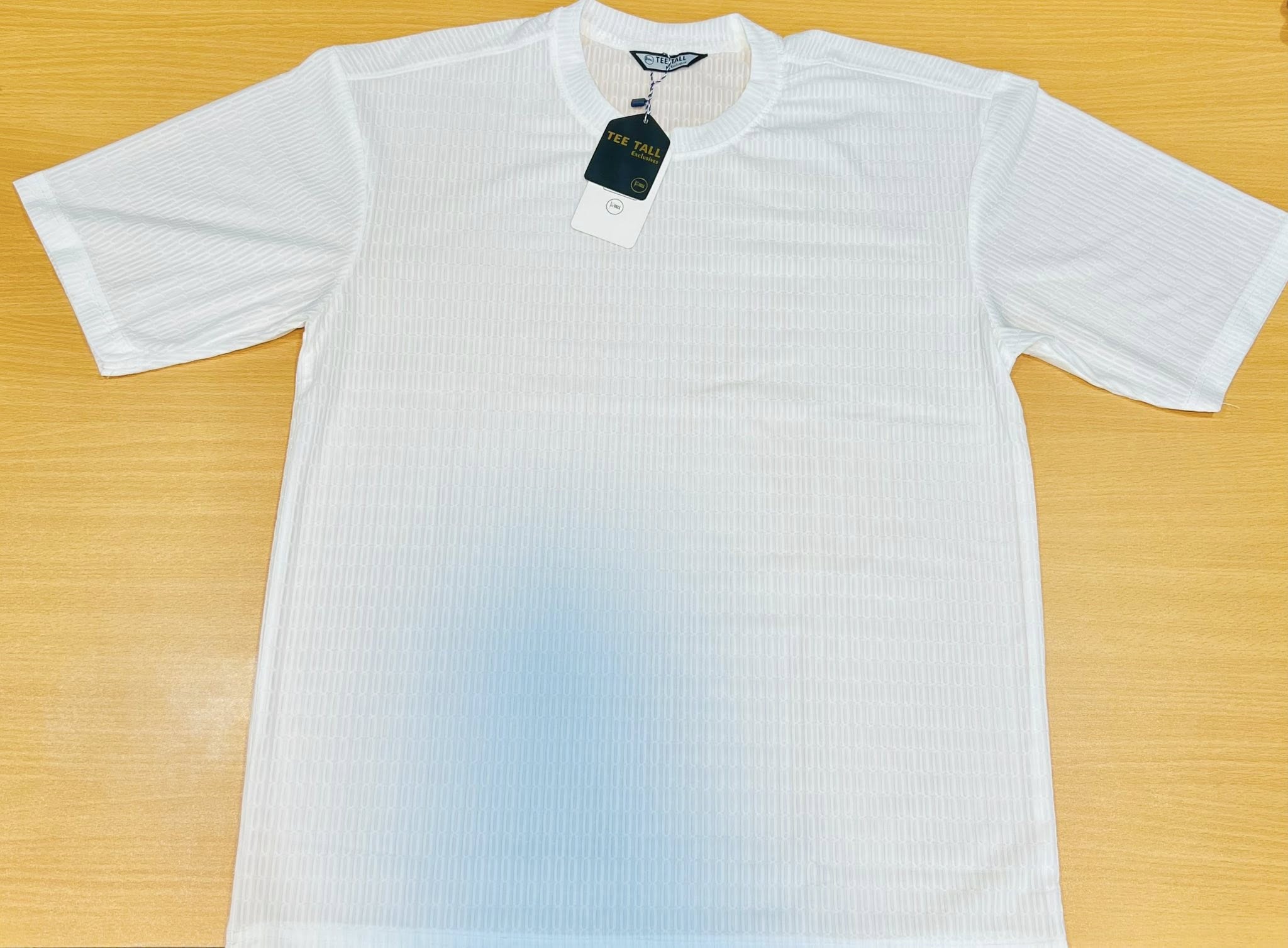 Men's White Premium Textured Crew Neck T-Shirt