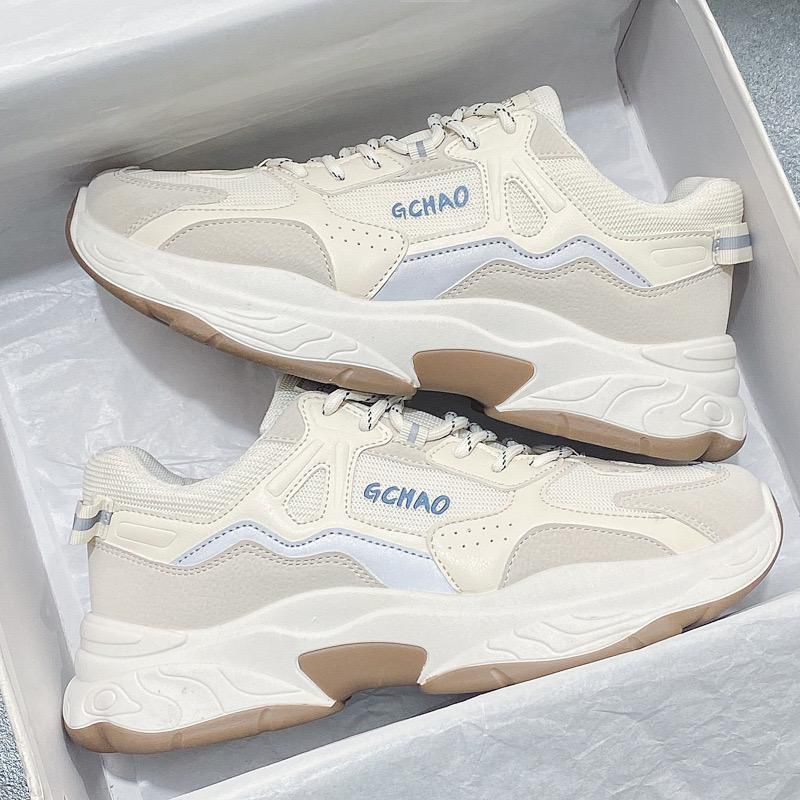 Men's shoes spring, summer and autumn breathable mesh sports casual running shoes men's-students all-match height-increasing white dad fashion shoes